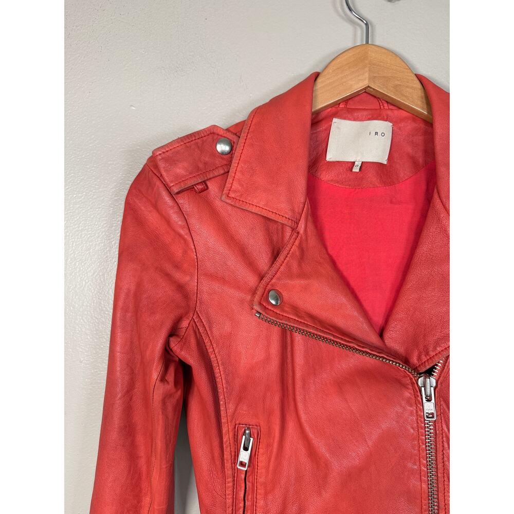 IRO Ashville Lambskin Leather Jacket $1200 size 0 - Picture 8 of 11